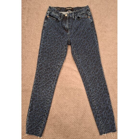 Judy Blue Mid-Rise Skinny Animal Print Jeans in Blue-Size 5/27, Pre-owned - Picture 1 of 6